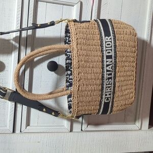 Dior Tan and Black Woven Tote
